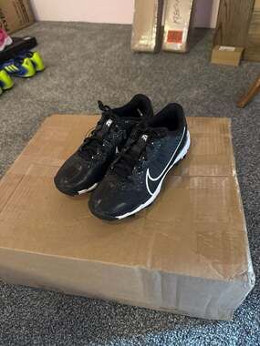 Nike Alpha Huarache 4 Keystone Youth Baseball Cleats Black/White Speckled